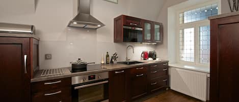 Grand Apartment, 2 Bedrooms | Private kitchen | Espresso maker, electric kettle