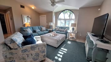 Smart-TV, DVD-spiller, bøker og musikkbibliotek