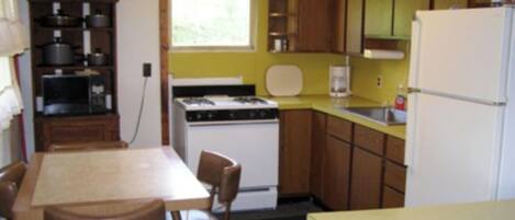 Microwave, toaster, cookware/dishes/utensils