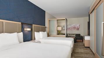 1 bedroom, desk, laptop workspace, blackout curtains