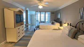 1 bedroom, desk, iron/ironing board, travel cot
