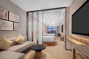 Studio, 2 Twin Beds | Living area | 65-inch LCD TV with cable channels, heated floors - Hilton Garden Inn Chengdu Chunxi Road Center (Chengdu)