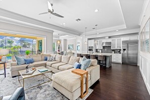 Télévision, cheminée, livres, espaces bureaux