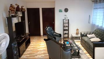 Smart TV, DVD player, livros, aparelho de som