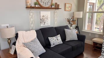 Smart TV, chimenea y libros