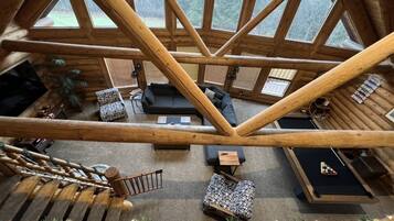 Smart TV, fireplace, video games, foosball