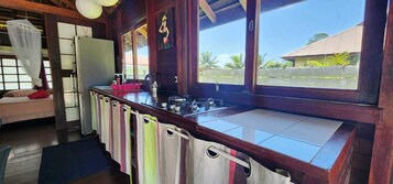 Fridge, stovetop, espresso maker, coffee/tea maker