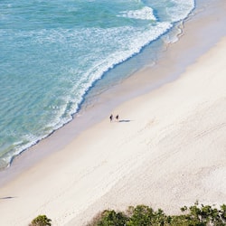 On the beach, white sand