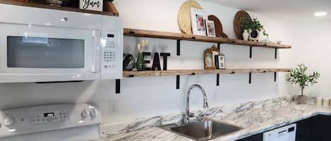 Fridge, microwave, oven, dishwasher