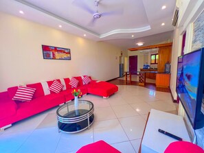 42-inch Smart TV with premium channels, printers