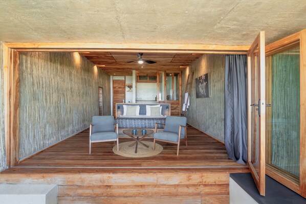 Chambre Signature, 1 chambre, piscine privée, vue océan | Coin séjour