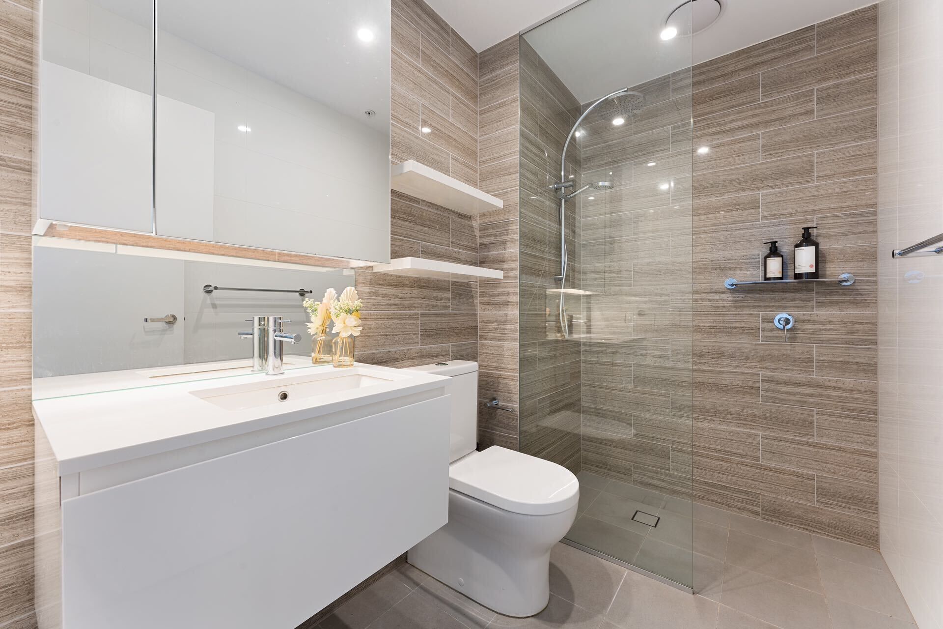 Hair dryer, bidet, towels, soap
