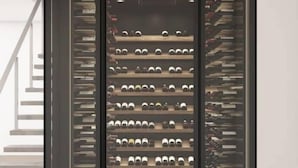 Een moderne kast met verschillende planken voor het opbergen van schoenen.