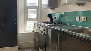 Fridge, oven, coffee/tea maker, electric kettle