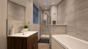 Hair dryer, towels, toilet paper