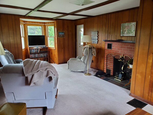 Smart-TV, Kamin, DVD-Player, BĂŒcher