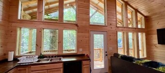 Hillside Hideaway! NEW hot tub! Family sized loft cabin, RRG, Pets welcome.