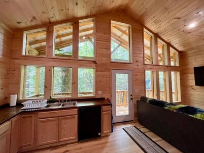 Hillside Hideaway! NEW hot tub! Family sized loft cabin, RRG, Pets welcome.