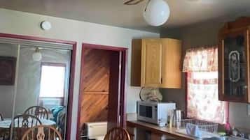 Fridge, microwave, coffee/tea maker, electric kettle