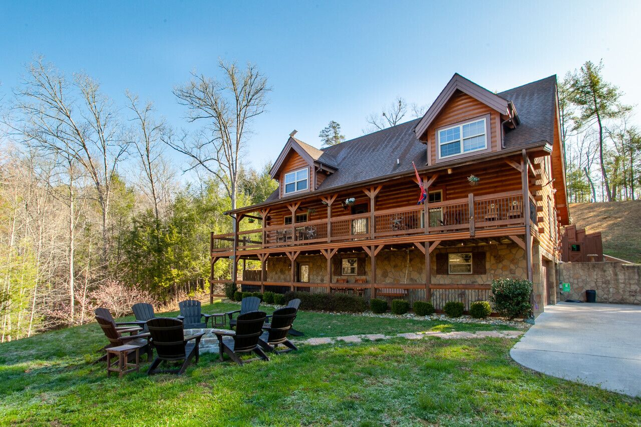 Log Cabin with Hot Tub, Fire Pit, Gym, & More!