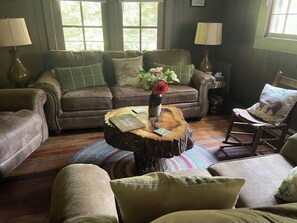 Smart TV, DVD player, books, video library - Cozy creek side cabin.  Pet Friendly.   Single Story, with ramp at entry (Dugspur)