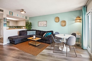 Condo, 1 King Bed with Sofa bed (Land's End 1-303 Gulf View) | Living area | TV - Land's End 1-303 Gulf View (Treasure Island)