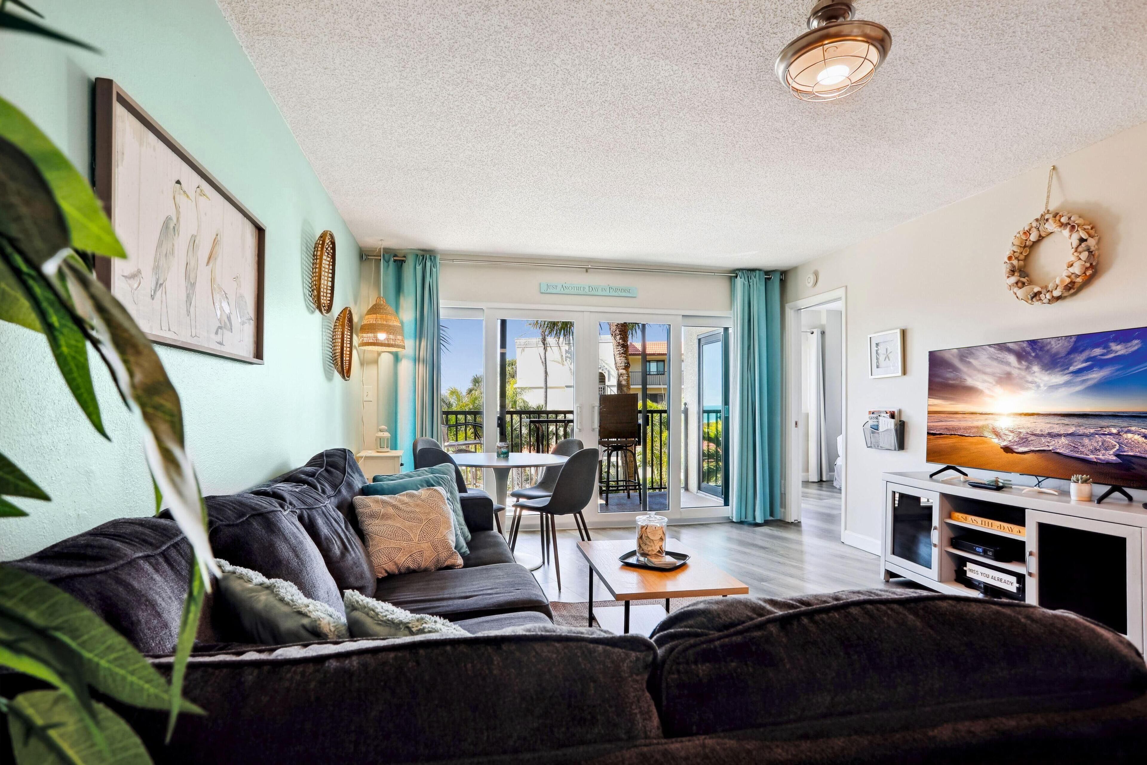 Condo, 1 King Bed with Sofa bed (Land's End 1-303 Gulf View) | Living area | TV