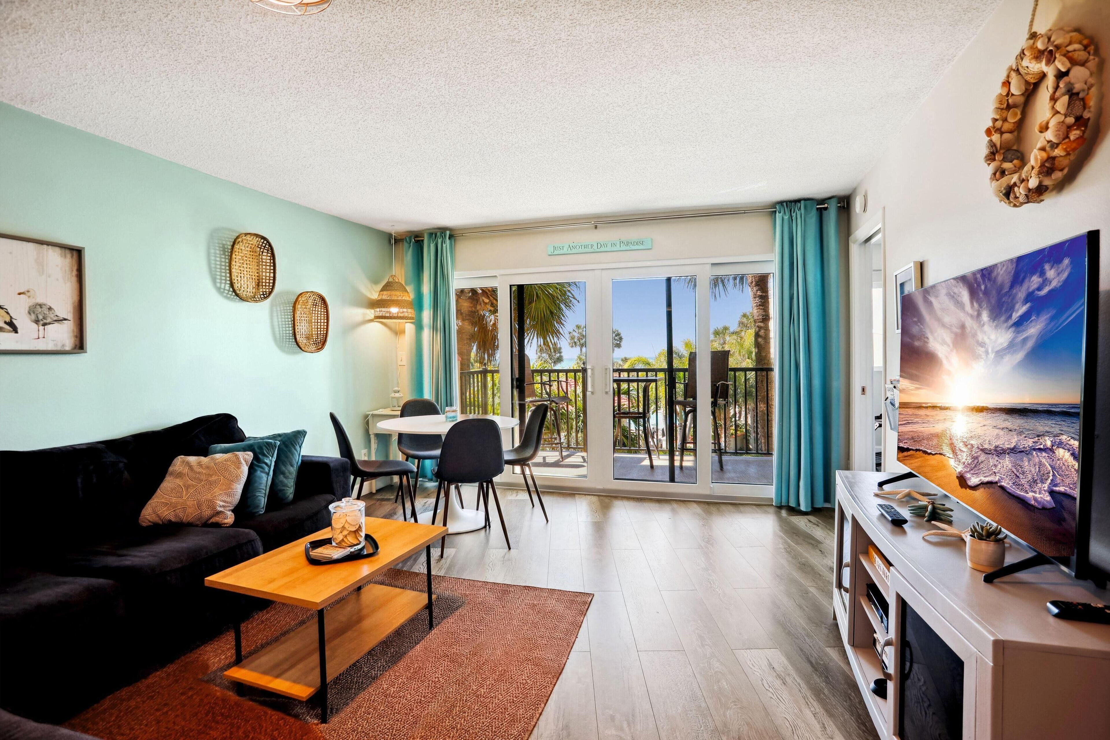 Condo, 1 King Bed with Sofa bed (Land's End 1-303 Gulf View) | Living area | TV