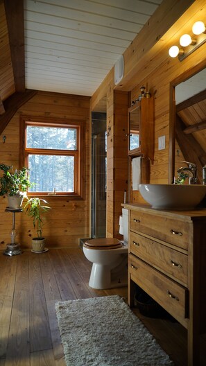 Douche, serviettes fournies, savon, papier de toilette