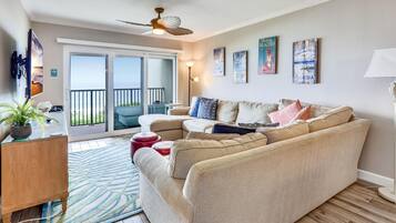Condo, Multiple Beds (Land's End 11-405 Beach Front - Premi) | Living area | TV