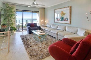 Condo, 1 King Bed (Land's End 11-406 Beach Front - Premi) | Living area | TV - Land's End 11-406 Beach Front - Premier (Treasure Island)
