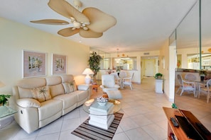 Condo, 1 King Bed with Sofa bed (Land's End 3-202 Bay Front) | Living area | TV - Land's End 3-202 Bay Front (Treasure Island)