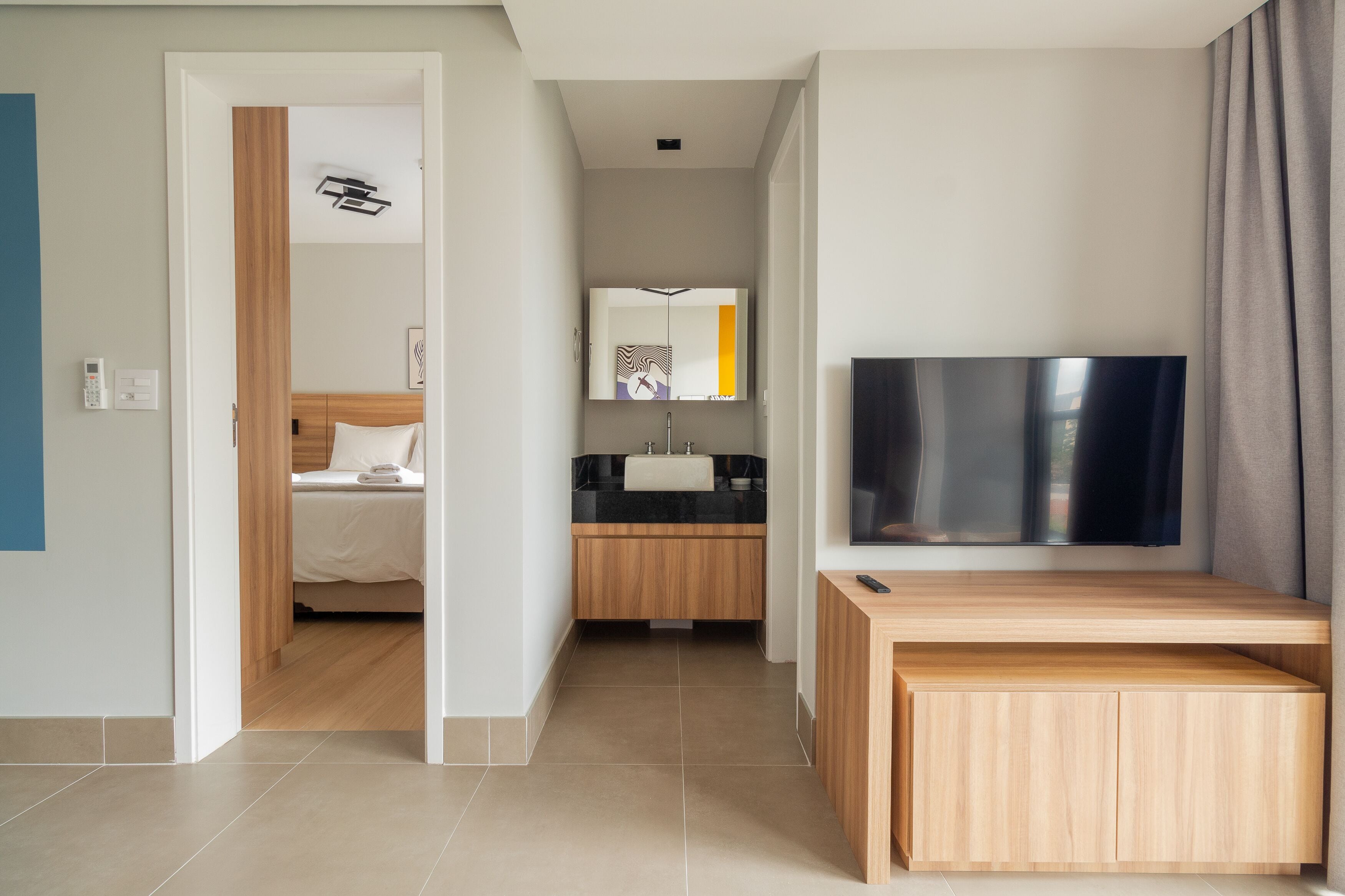 아파트, 퀸사이즈침대 1개 및 소파베드, 발코니, 시내 전망 | 거실 공간