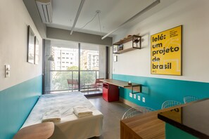 Apartment, 1 Queen Bed with Sofa bed, Balcony, City View | Living area