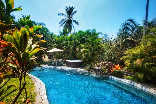 Outdoor pool - ★★ Beautiful 5-star ★ Ocean View near beaches, quiet, private pool/spa/AC ★★ (Kailua-Kona)