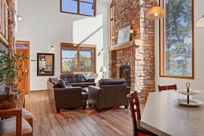TV, fireplace