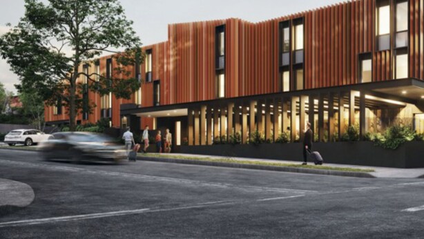 A modern building with a wooden facade and large windows. - Haberfield Hotel (Haberfield)