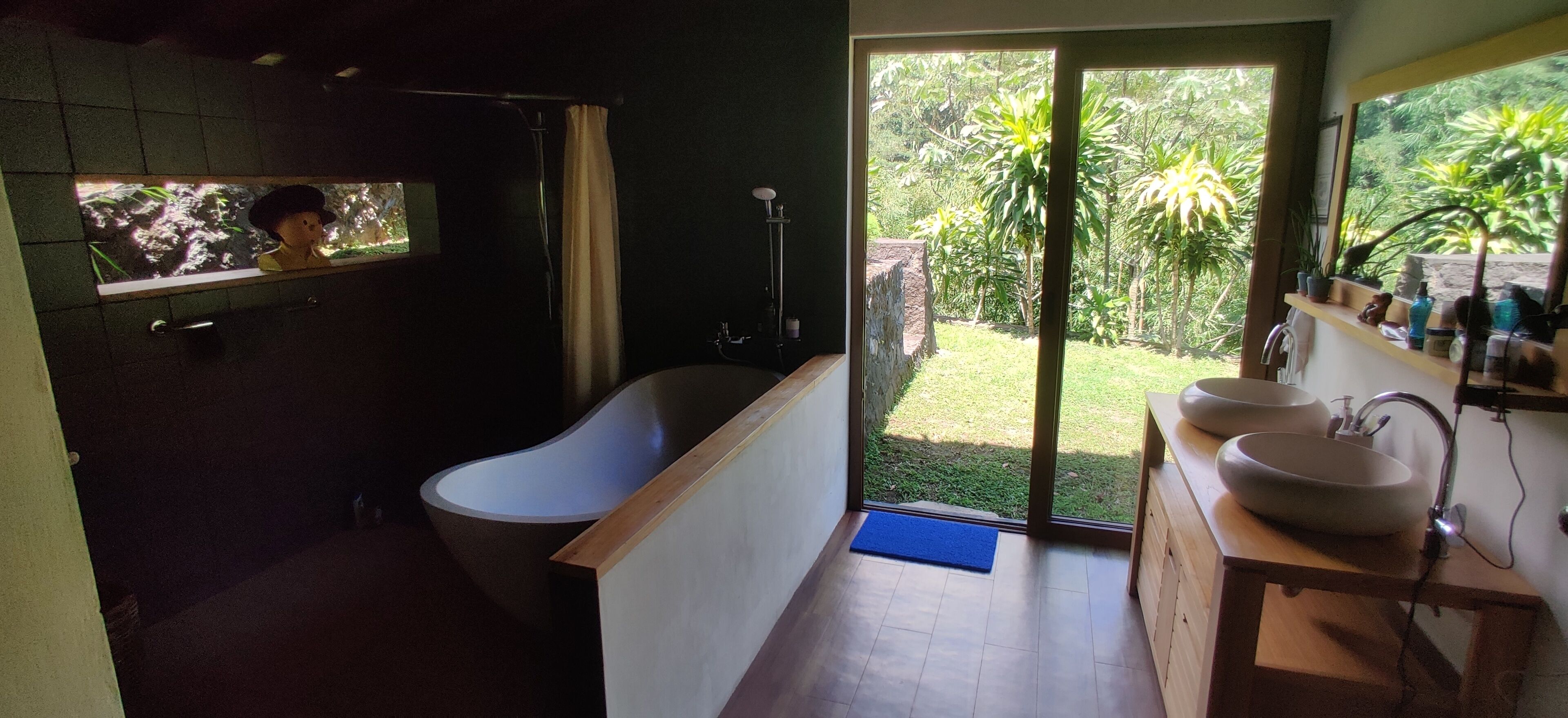 Eco-friendly toiletries, hair dryer, towels, soap