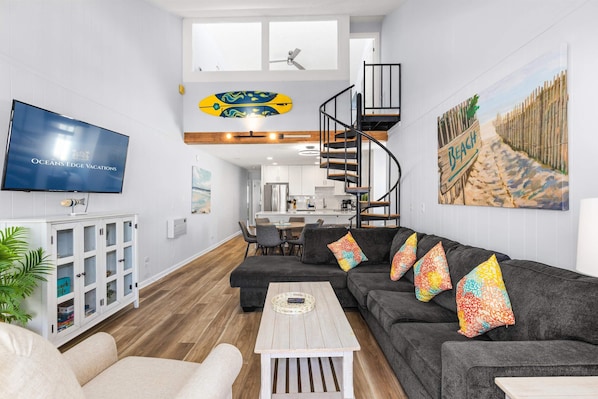 TV, fireplace - Hammerhead Beach Condo (Ocean City)