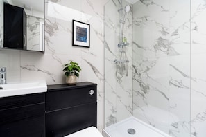 Hair dryer, towels, toilet paper