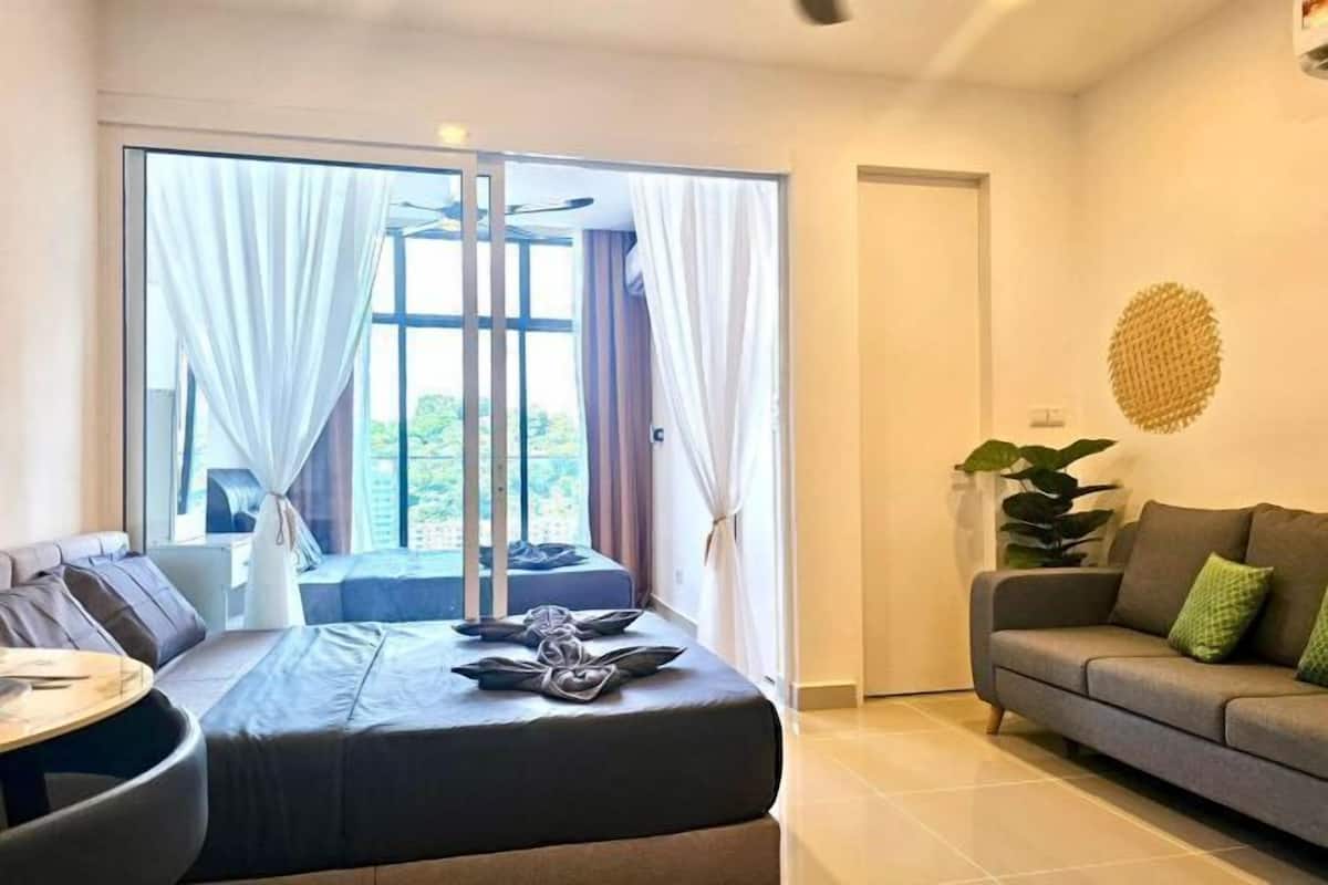 1 bedroom, desk, laptop workspace, iron/ironing board