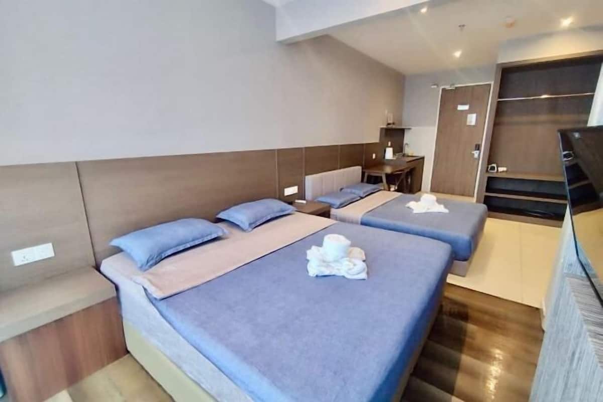 1 bedroom, desk, laptop workspace, iron/ironing board