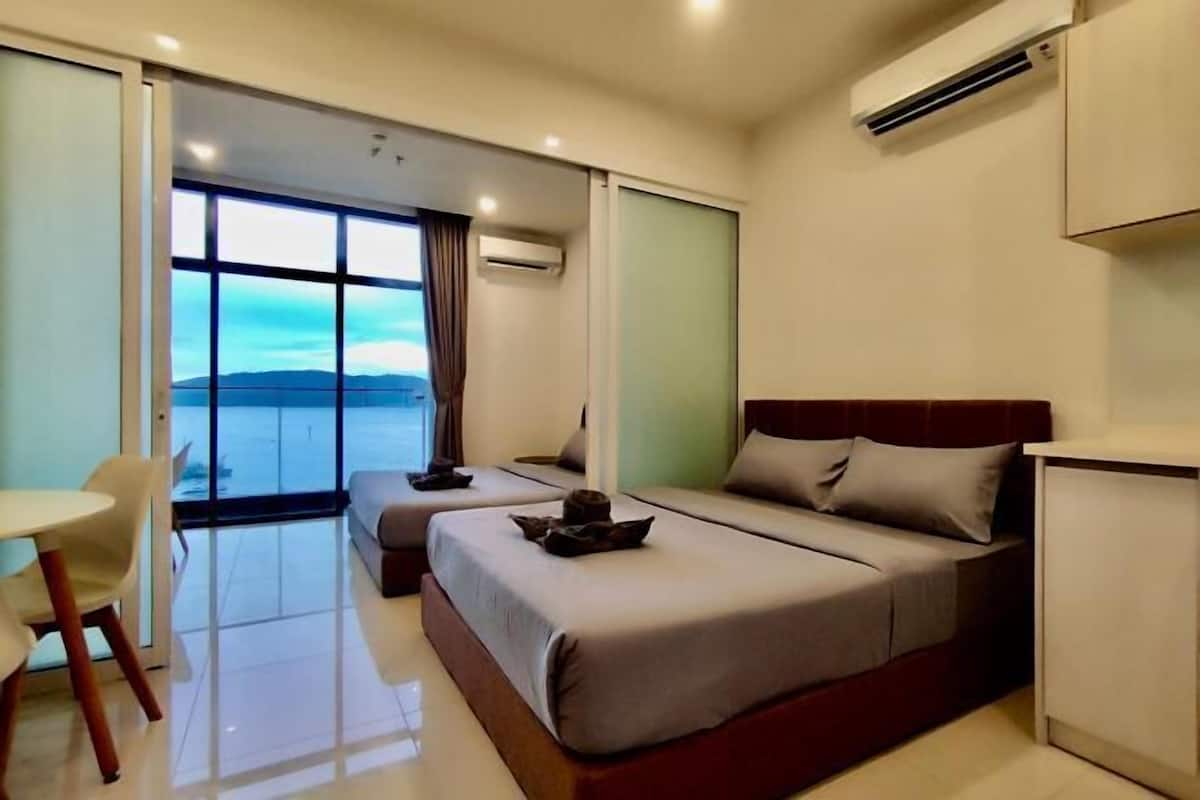 1 bedroom, desk, laptop workspace, iron/ironing board