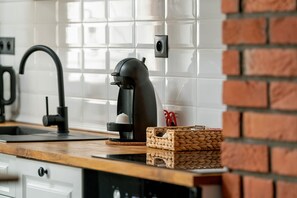 Apartment, 1 Bedroom, Balcony | Private kitchen | Oven, dishwasher, coffee/tea maker, electric kettle