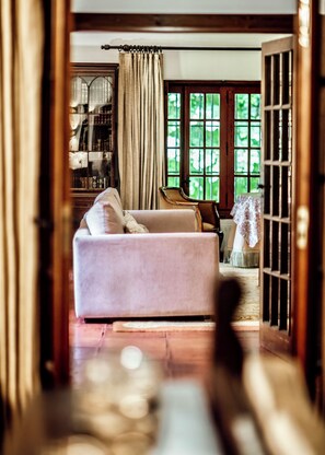 TV connectée, cheminée, livres