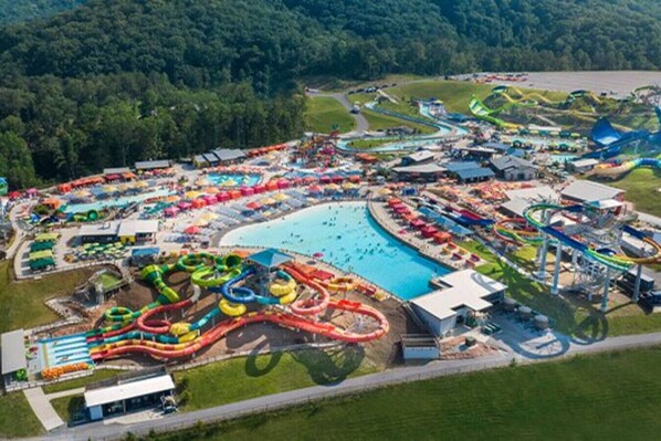 Indoor pool - Soaky Mountain Splash: Luxury 6BR Pool Cabin w/Hot Tub + Game Room! (Sevierville)