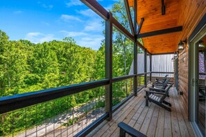 Terrace/patio - Soaky Mountain Splash: Luxury 6BR Pool Cabin w/Hot Tub + Game Room! (Sevierville)
