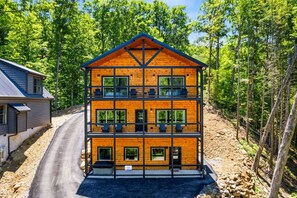 Exterior - Soaky Mountain Splash: Luxury 6BR Pool Cabin w/Hot Tub + Game Room! (Sevierville)