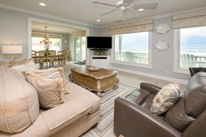TV - Oceanfront 6 BR Beach House with a Heated Private Pool! Blessed View (Surfside Beach)