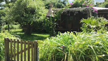 Cabaña económica, 2 camas individuales, para no fumadores, vista al jardín | Edredón, wifi gratis y ropa de cama
